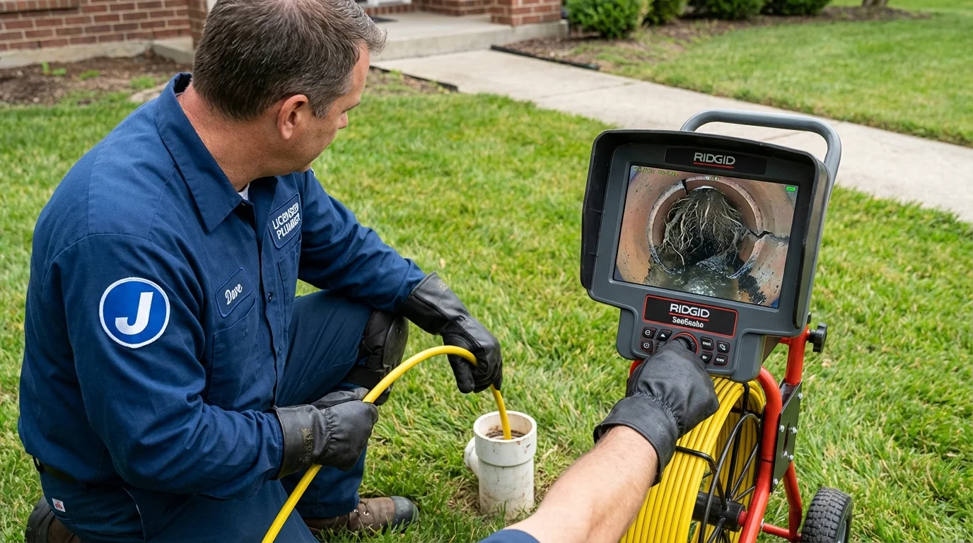 Sewer camera inspection being performed by Johns Plumbing LLC in Sharon